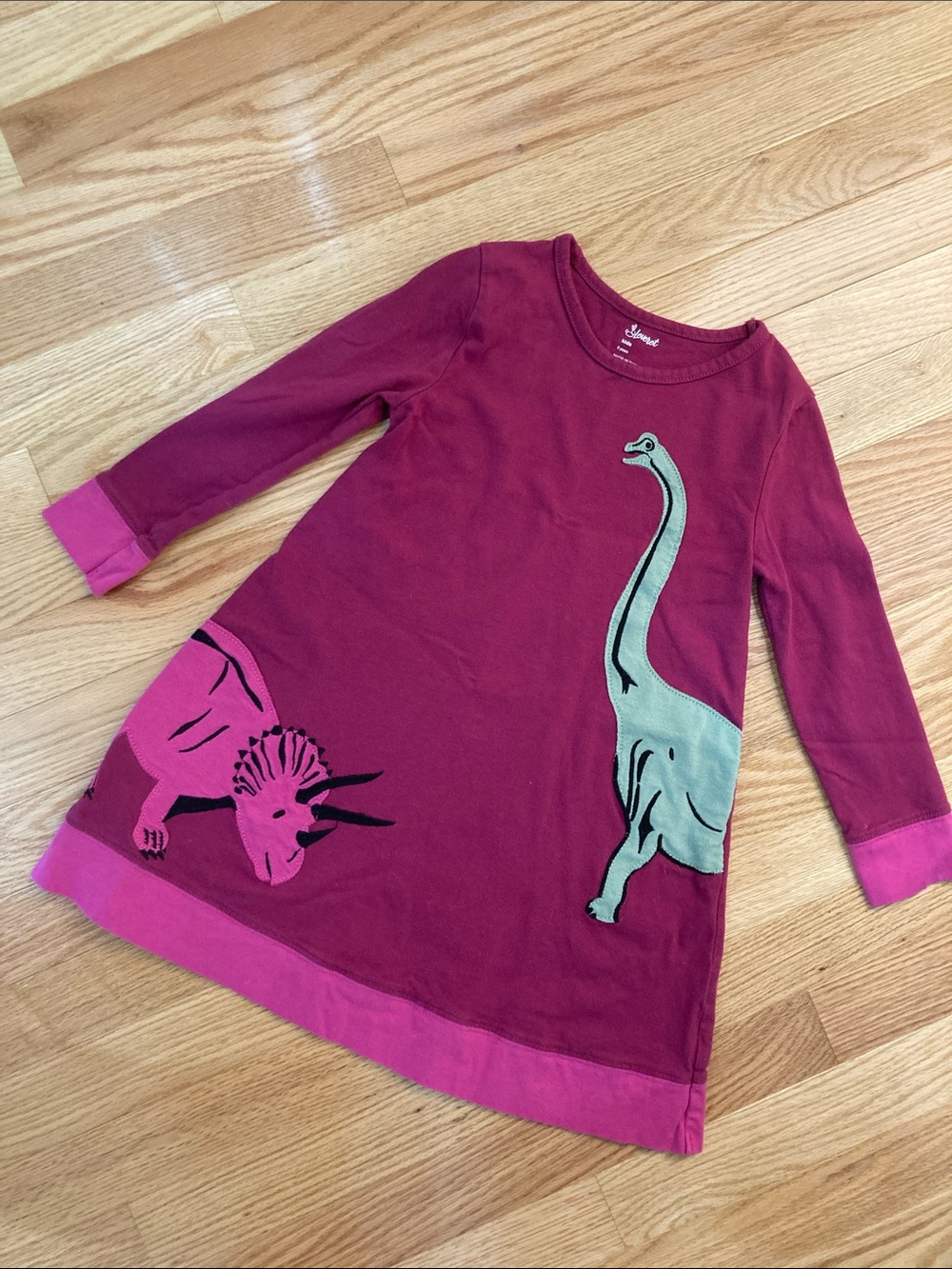 Girls' Cotton Dino Graphic Long Sleeve Top